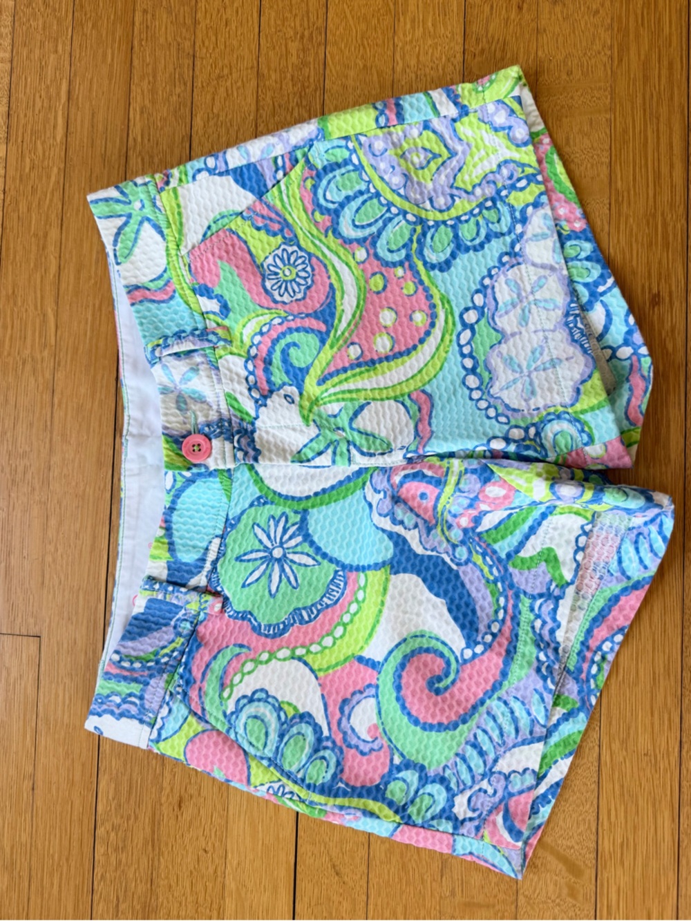 Lilly Pulitzer Callahan Paisley Print Shorts in Blue, Pink & Green